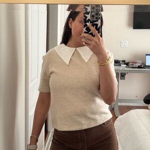 Zara Fleece Short Sleeve Shirt with Collar